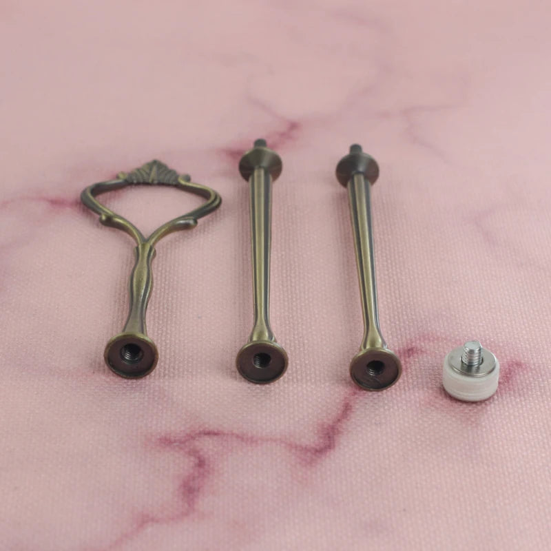Wholesale Decorating Supply Cake Stand Handle Golden Silver Black White Red Pink Bronze 3-tier Crown Metal Cake Stand Fittings