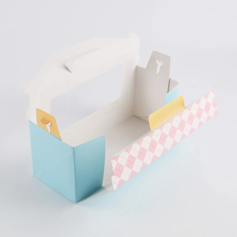 100pcs/lot Portable Cake Box With Window Towel Rolling Packaging Boxes Wedding Party Gift Boxes With handle Supplies Wholesale
