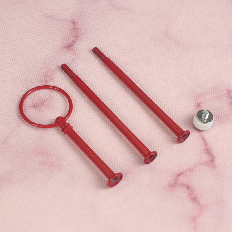 Decorating Supply Metal Wedding 3-tier Round Style Rod Ceramic Fruit Tray Handle Wholesale Cake Stand Fitting