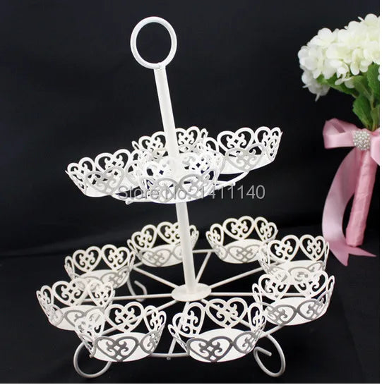 free shipping 12 Cupcake Cake Dessert Multi Cup Tier Metal Holder Round Stand Tower for Wedding birthday party decor supplies