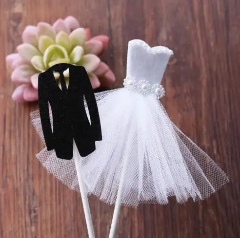 Fun Bride Tuxedo & Groom Dress Wedding Cake Topper Anniversary Valentine&