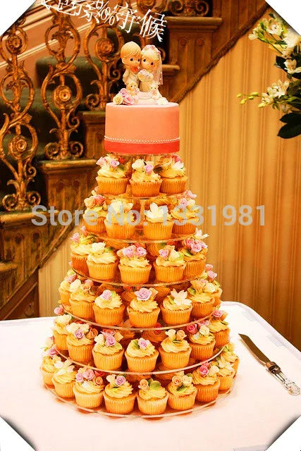 wedding decoration/ 7 Tier Round Acrylic Cupcake Stands Party / Wedding / Festival Supplies Cake Display Shelf