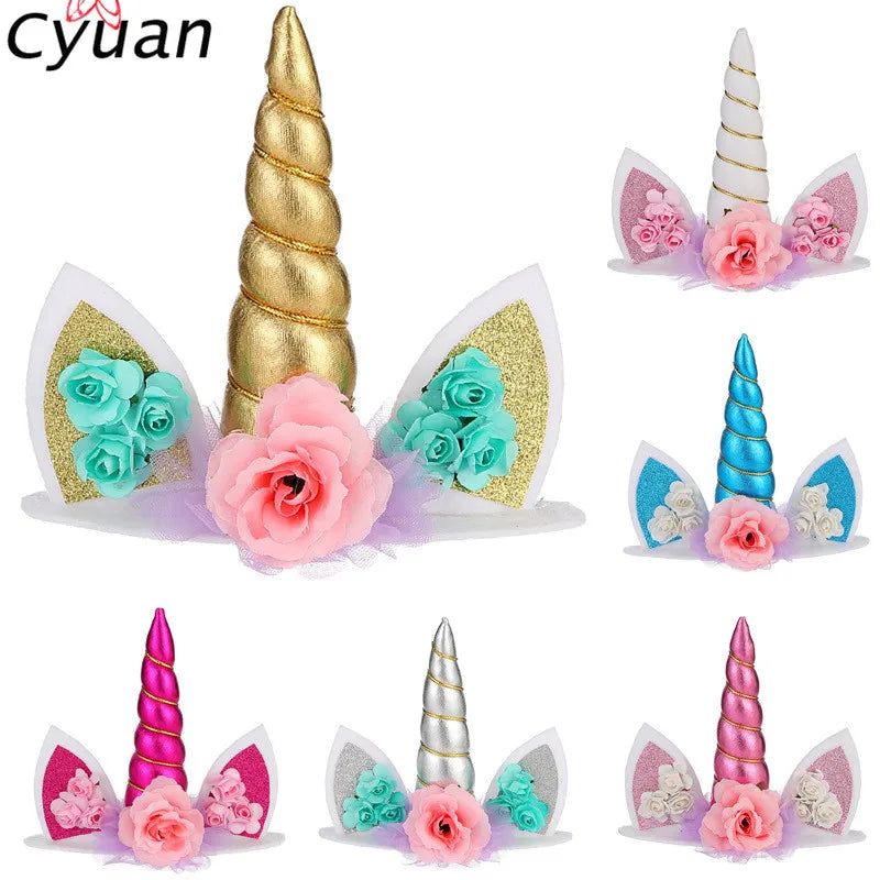 Unicorn Cake Toppers & Cupcake Wrappers – Kids Birthday Party Decorations with Wings