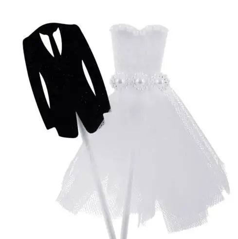 Fun Bride Tuxedo & Groom Dress Wedding Cake Topper Anniversary Valentine&