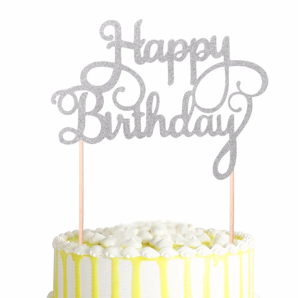 1PC Gold Happy 30th 40th 50th 60th Happy Birthday Cake Topper Paper Cake Decorating Supplies Birthday Party Decoration Supplies