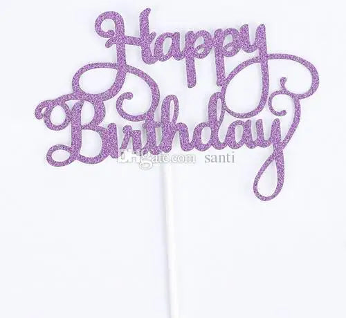 Gold Silver Glitter Happy Birthday Party Cake toppers decoration for kids birthday party favors Baby Shower Decoration Supplies