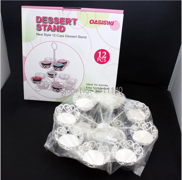 free shipping 12 Cupcake Cake Dessert Multi Cup Tier Metal Holder Round Stand Tower for Wedding birthday party decor supplies