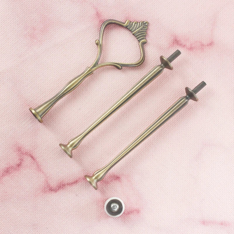 Wholesale Decorating Supply Cake Stand Handle Golden Silver Black White Red Pink Bronze 3-tier Crown Metal Cake Stand Fittings