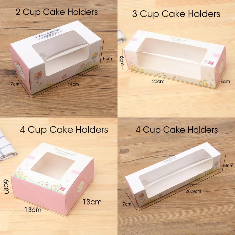500pcs cupcake paper box with window Pink paper Gift box cake Packaging For Wedding home party muffin packaging cookies supplies