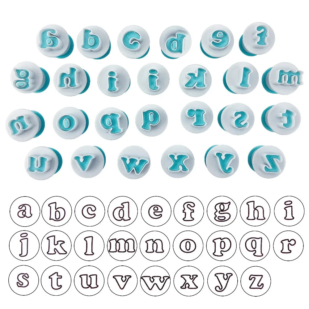 26pcs Push Easy Mini Upper&Lowercase alphabet letter Cookie Cutter Cake pops Baking Mold fondant cutter cake decoration tools