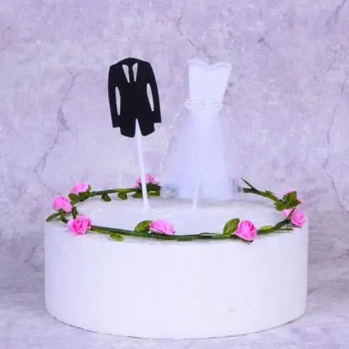 Fun Bride Tuxedo & Groom Dress Wedding Cake Topper Anniversary Valentine&