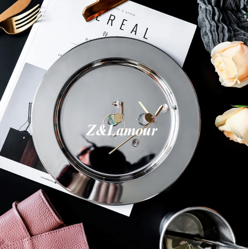 100pcs/lot European stainless steel disc sliver pudding disc flat plate cake plate hotel supplies