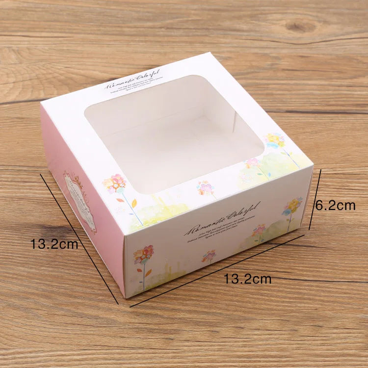 500pcs cupcake paper box with window Pink paper Gift box cake Packaging For Wedding home party muffin packaging cookies supplies