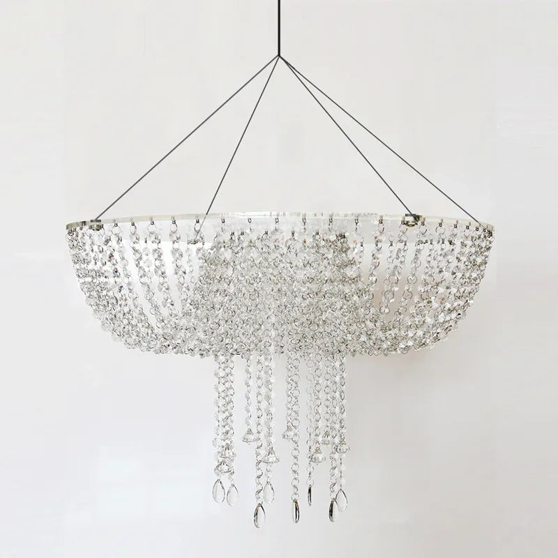 60CM 24inch Wedding Crystal Chandelier style drape suspended Swing cake stand round Main table Decoration supplies