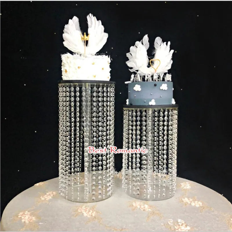 New Hot Luxury Crystal Acrylic Cake Stand Wedding Table Top Decoration Centerpieces Cake Display For Birthday Party Supplies