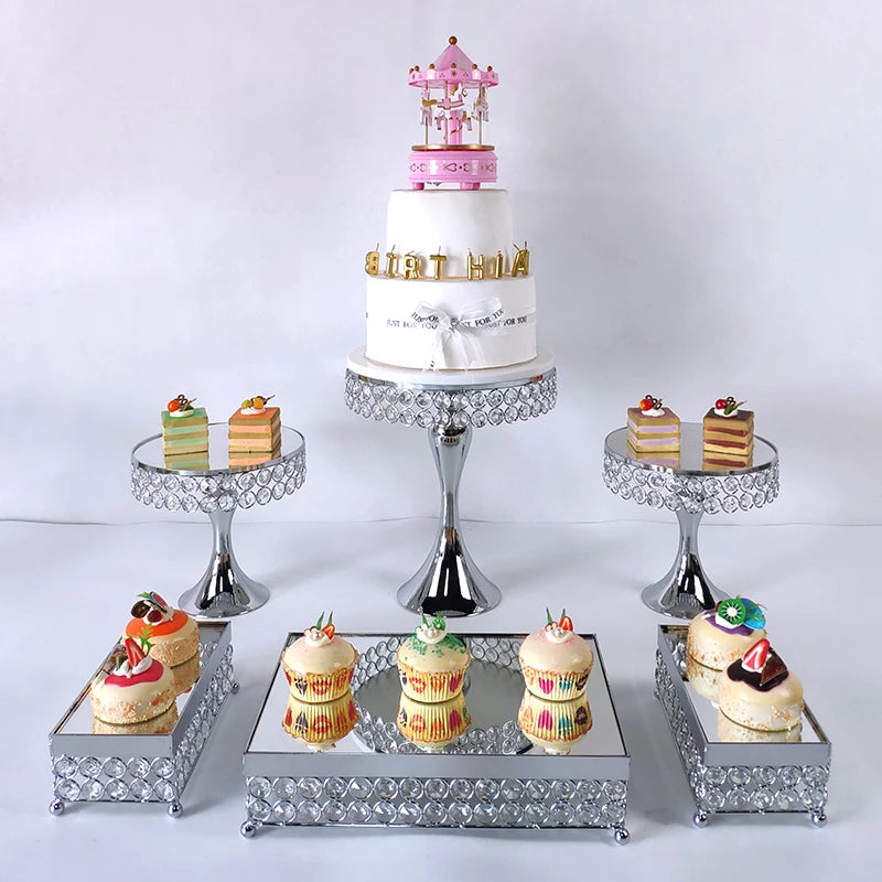cake stand Wedding Plates Set Metal Round Party Dessert Crystals Cake Stand Cupcake Stand Cake Decorating Supplies 2020