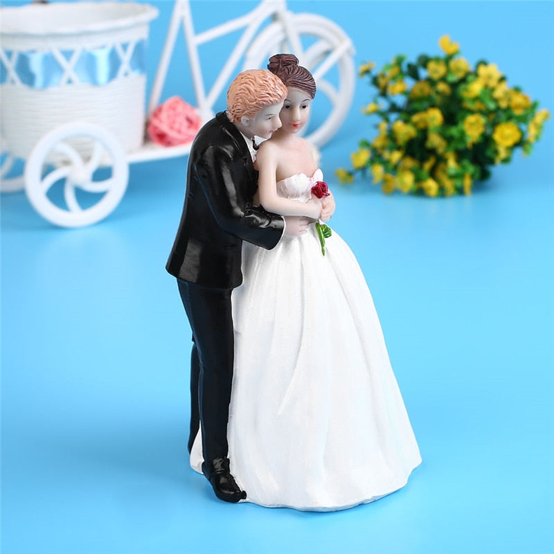 Romantic Bride & Groom Dolls Wedding Decoration Supplies Cake Toppers Dolls Synthetic Resin Marry Valentine&