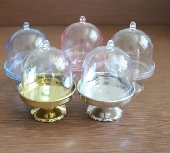 200PCS Acrylic Clear Mini Cake Stand Baby Shower Wedding Favors Holder Birthday Party Sweet Table Decor Supplies