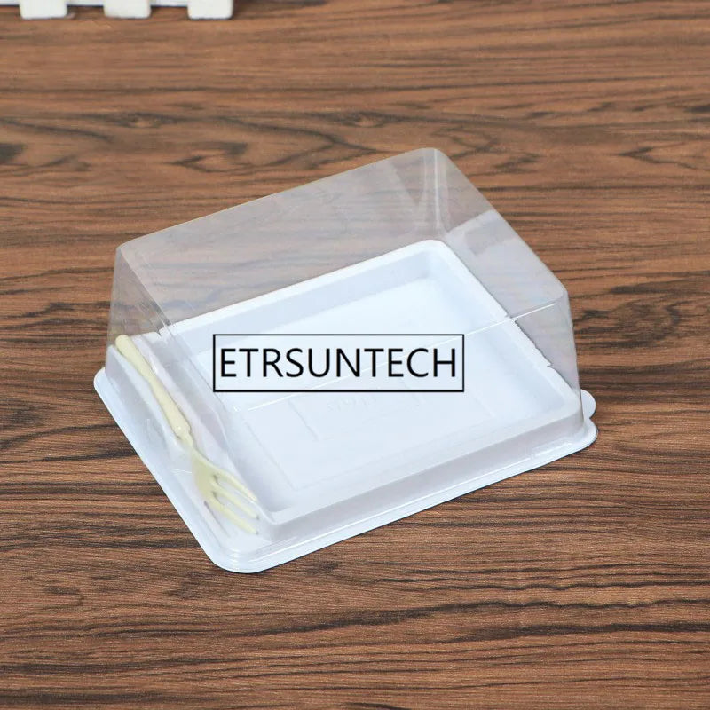 300pcs Plastic Cake Packaging Box Dessert Container Cupcake Packing Box With Fork Party Supplies