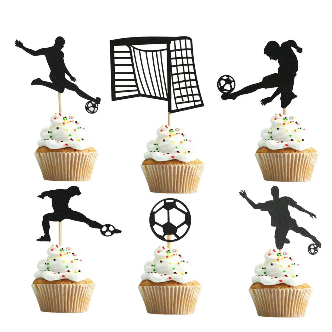 Basketball & Football Cupcake Toppers – Sports Theme Birthday Cake Flags for Kids Parties