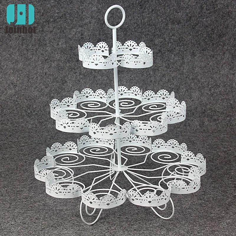 European 3 tier Cookie cupcake Dessert rack serving tray Wedding Birthday party supplies 23 cups around the cake rack