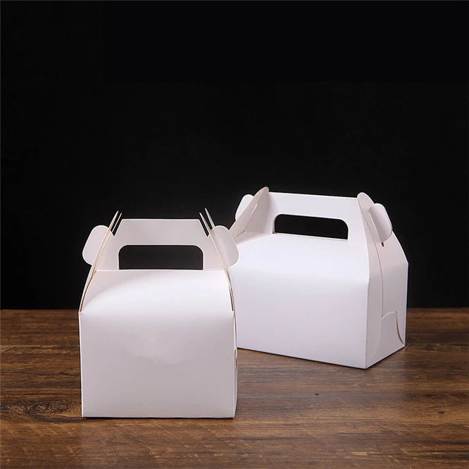 200pcs Kraft cardboard packing gift box With Handle handmade Cake candy For Wedding birthday Decoration Event Party Supplies