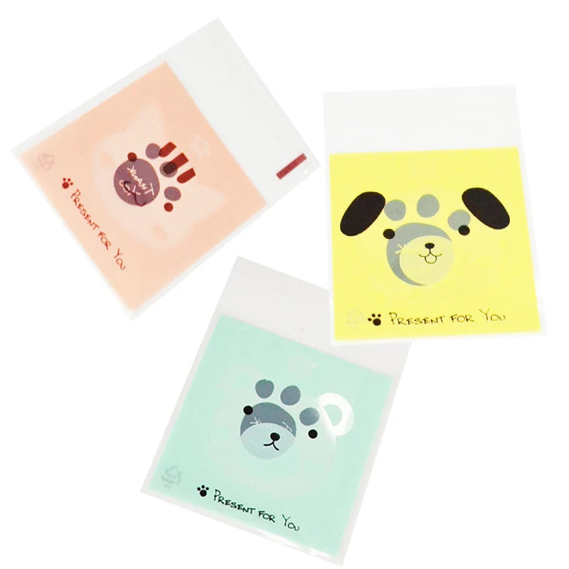 100Pcs Plastic Bags Thank you Cookie&Candy Bag Self-Adhesive For Wedding Birthday Party Gift Bag Biscuit Baking Packaging Bag