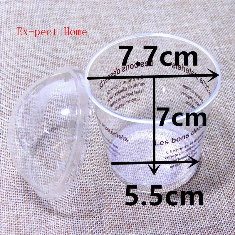 200pcs 180ml Plastic Tiramisu Cup Clear Mousse Cup Sawdust Cup with Dome Lid Disposable Dessert Cake Cups Party Supplies
