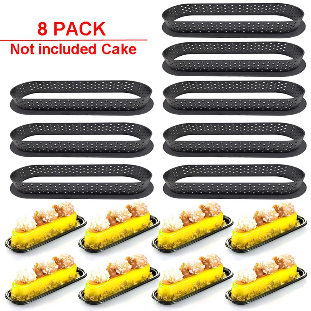 8PCS Tart Ring Mold Cake tools DIY Tartlet Circle Round Shape Dessert Bakeware Decorating Tool Perforated Mousse Circle