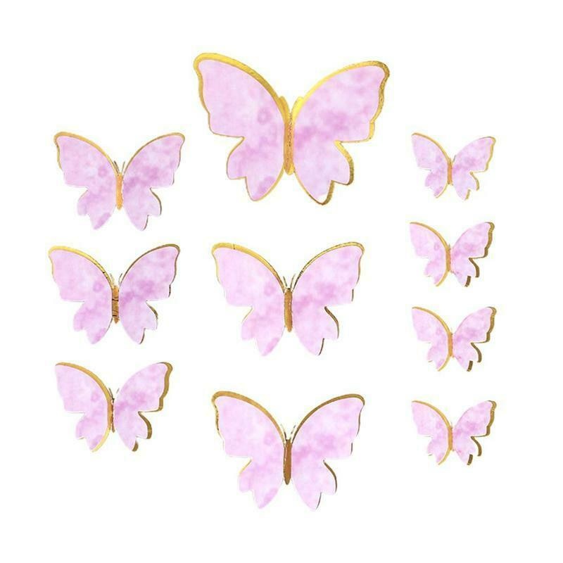 10Pcs Butterfly Cake Toppers Flags DIY Cupcake Topper Kids Girl Happy Birthday Wedding Party Baby Shower Baking Decoration