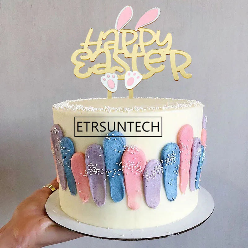 100pcs Happy Easter Cake Topper Rabbit Toppers Kids Easter Party Bunny Shape Cake Decoration Party Supplies