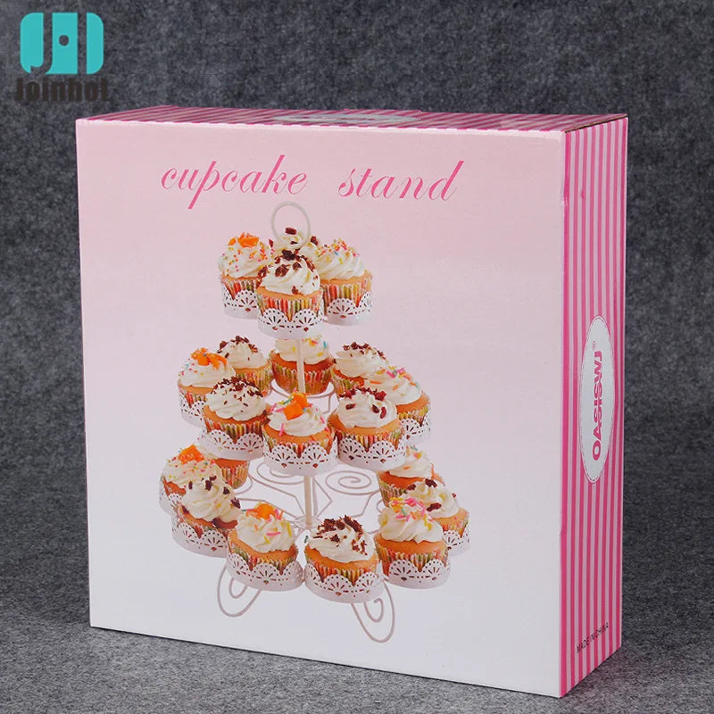 European 3 tier Cookie cupcake Dessert rack serving tray Wedding Birthday party supplies 23 cups around the cake rack