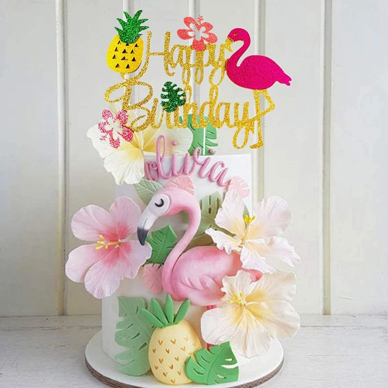 Tropical Leaves Cupcake Toppers Palm Leaf Cake Toppers Summer Parties Jungle Birthday Party Hawaiian Luau Party Cake Decoration