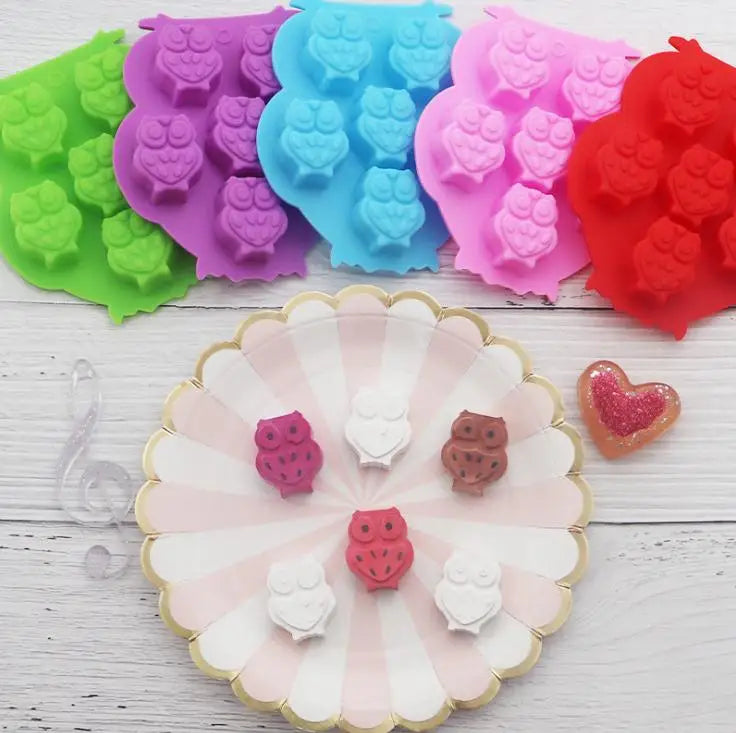 Owl Shape Ice Tray Moulds Microwave Oven Silicone Mold Non Toxic Easy To Cake Molds Baking Tools Party Christmas Supplies SN3393