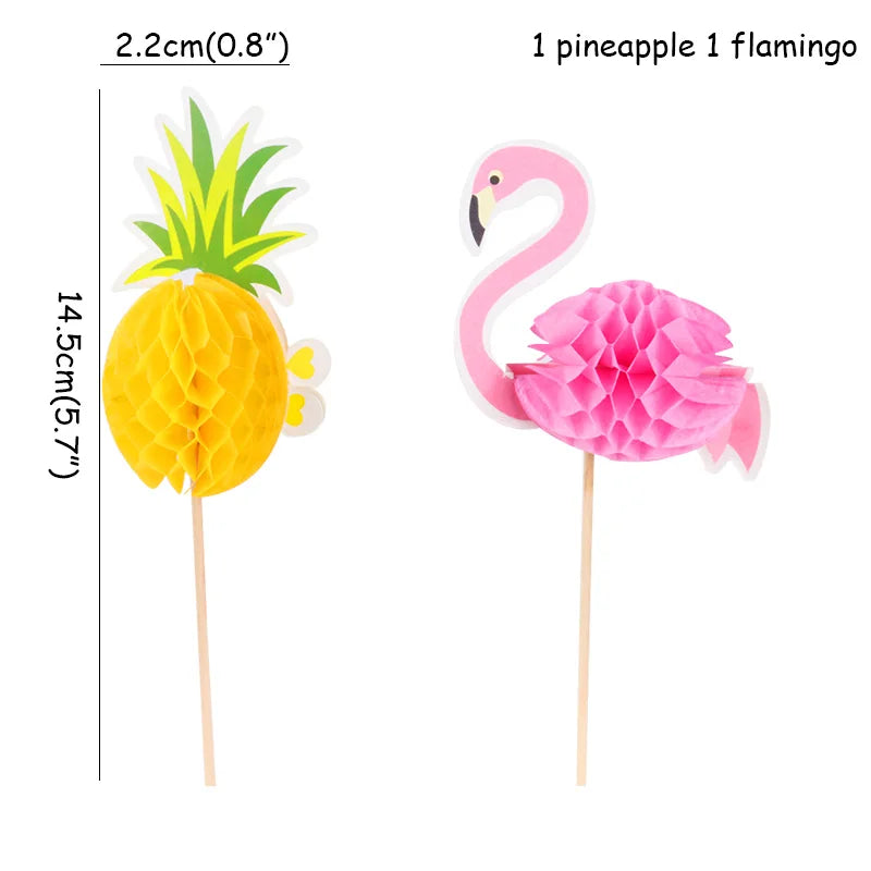Pink Flamingo Cake Topper Balloon Cake Flags Birthday Kids Favors Cake Decoration Cupcake Topper tableware Wedding Dessert Decor