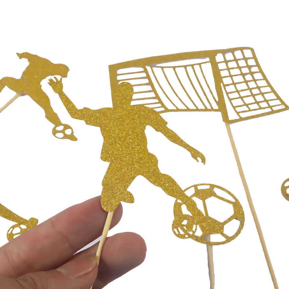 Basketball & Football Cupcake Toppers – Sports Theme Birthday Cake Flags for Kids Parties