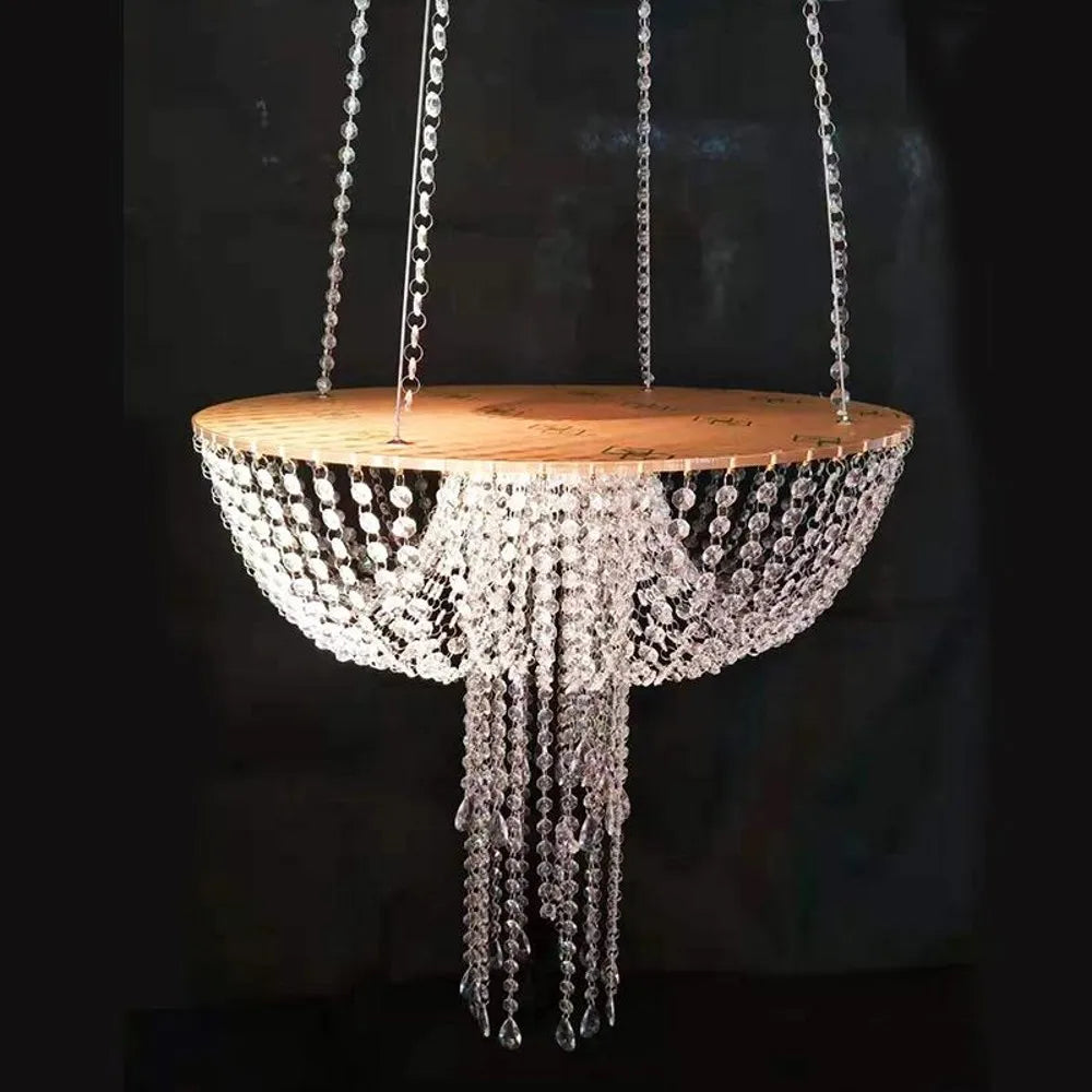 New Clear Crystal Chandelier Style Drape Suspended Swing cake stand round hanging cake stands wedding centerpiece Favors Supply