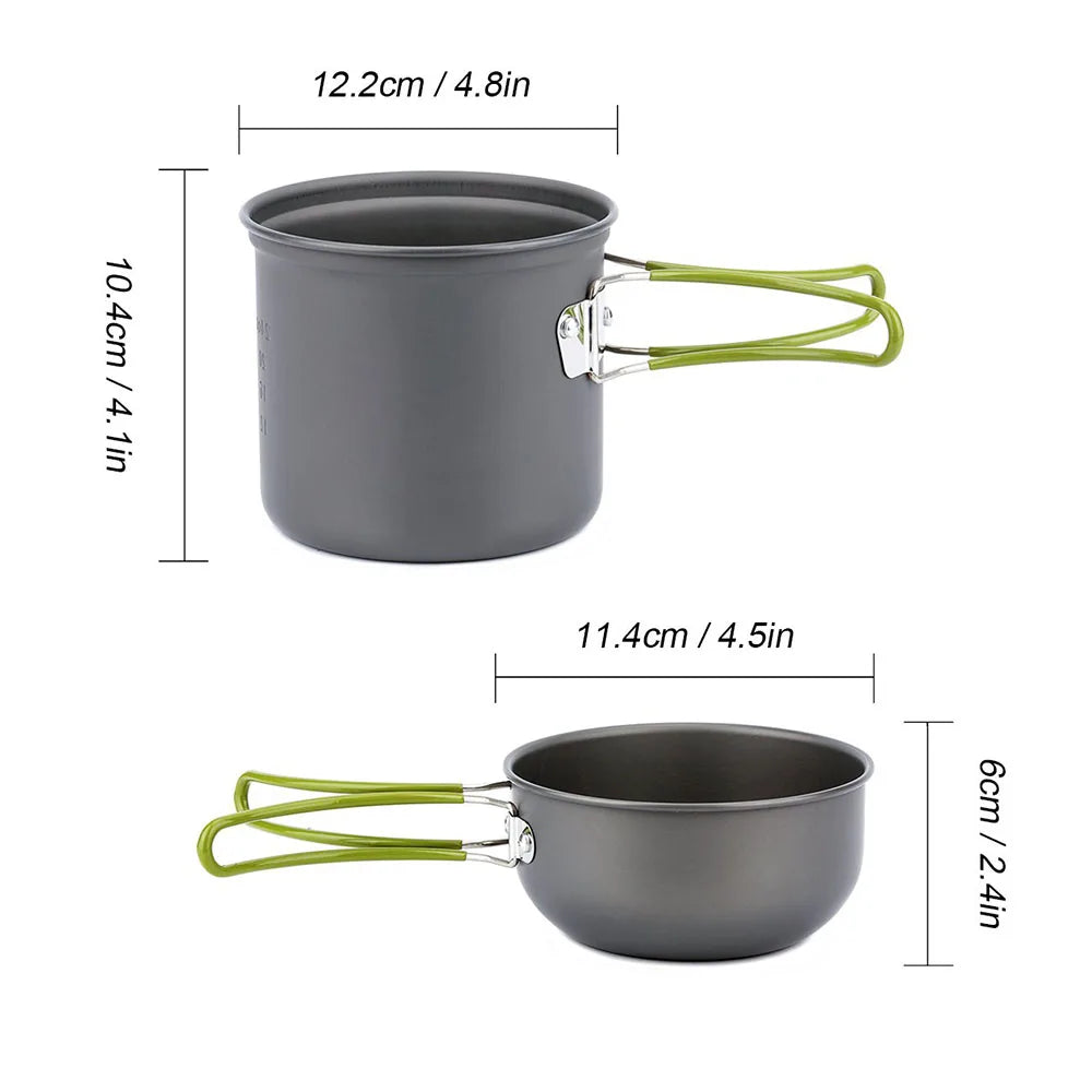 Ultralight Camping Pots Cookware Set Portable Outdoor Cooking Tableware for Hiking Trekking Picnic Fishing Mountaineering