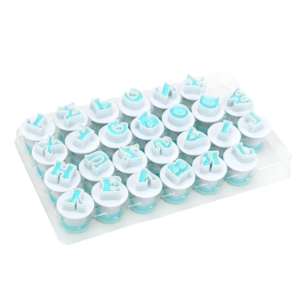 10–26pcs Alphabet Fondant & Cookie Cutter Set – Upper & Lowercase Letter Plunger Molds