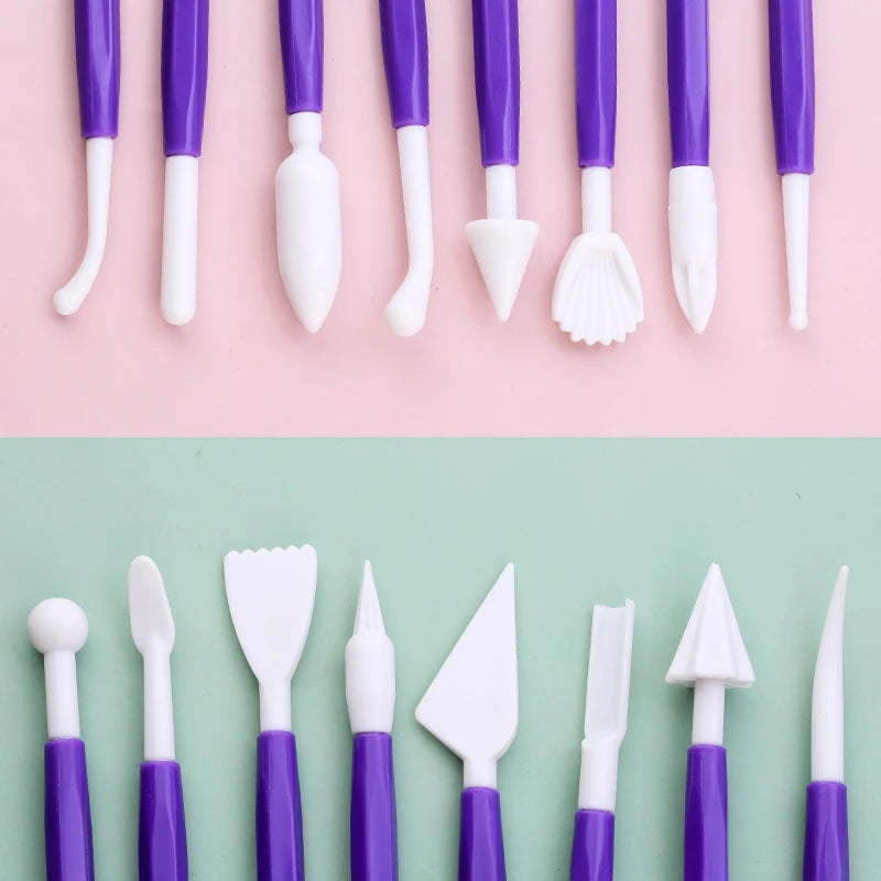 8pcs Fondant Cake Decorating Tools – Double-Ended Carving & Flower Modeling Set (16 Patterns)