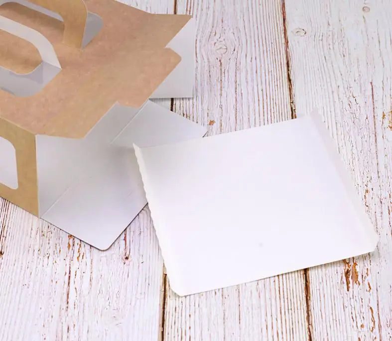100pcs/lot 4 Inch Cake Box with Window Handle Kraft Paper Cheese Cake Box Kids Birthday Wedding Home Party Supply Wholesale
