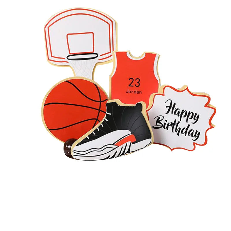 Basketball & Football Cupcake Toppers – Sports Theme Birthday Cake Flags for Kids Parties