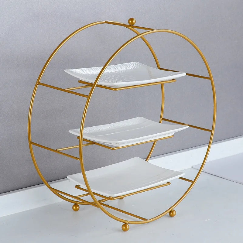 Party Supplies Three Layers Round Display Shelf Hotel Banquet Wedding Table Decoration Cake Stand Afternoon Tea Dessert Stand