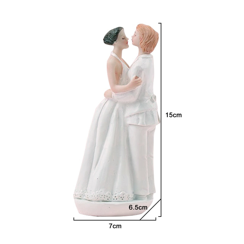 Romantic Bride & Groom Dolls Wedding Decoration Supplies Cake Toppers Dolls Synthetic Resin Marry Valentine&