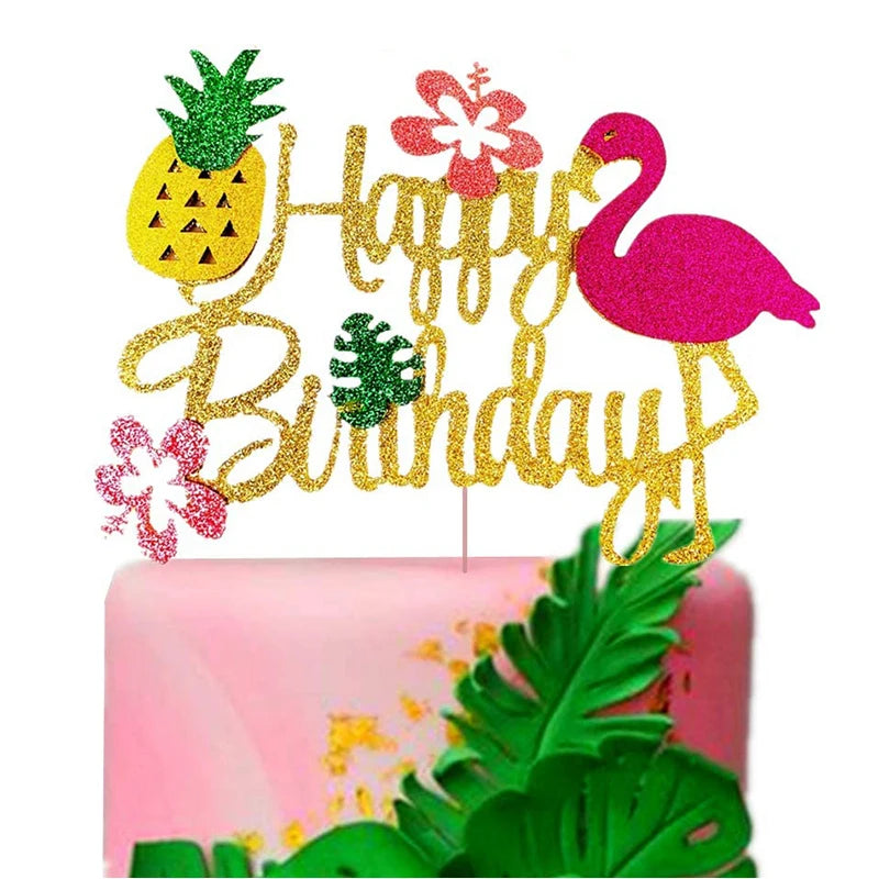 Tropical Leaves Cupcake Toppers Palm Leaf Cake Toppers Summer Parties Jungle Birthday Party Hawaiian Luau Party Cake Decoration