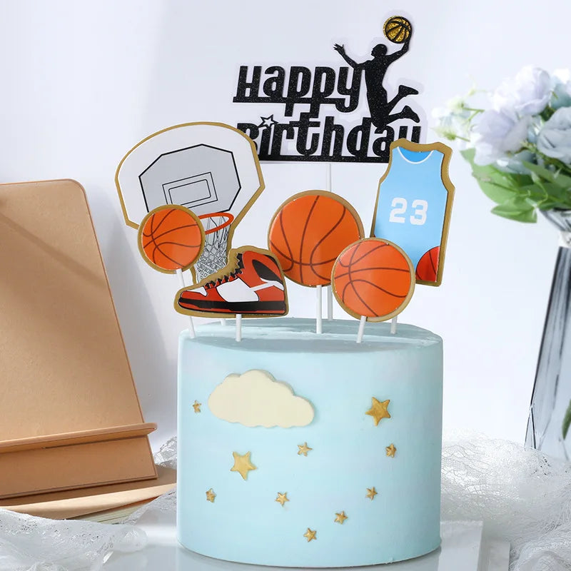 Basketball & Football Birthday Cake Toppers – Perfect for Kids Boys Party & Baby Shower Decorations