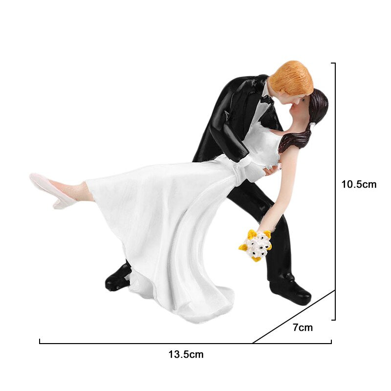 Romantic Bride & Groom Dolls Wedding Decoration Supplies Cake Toppers Dolls Synthetic Resin Marry Valentine&