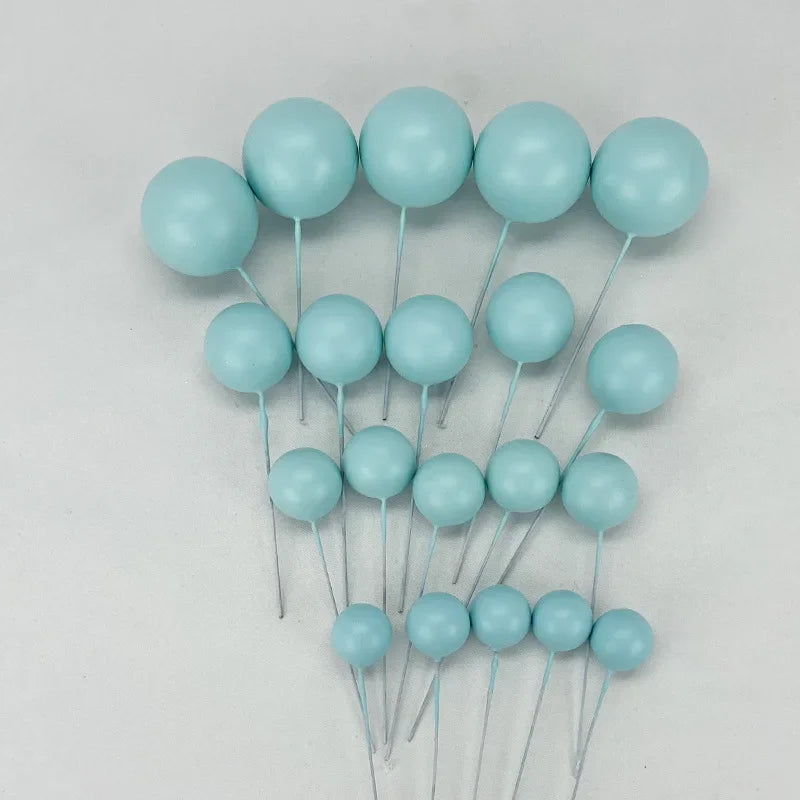 20pcs Gold & Silver Cake Toppers – Happy Birthday Ball Picks for Cupcakes, Wedding & Christmas Decorations