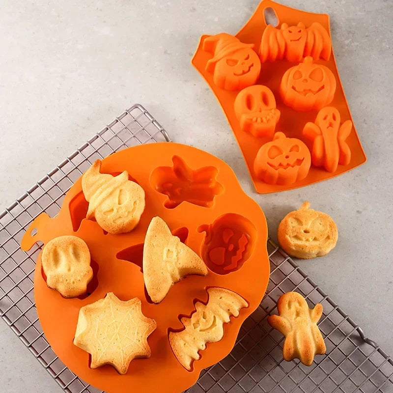 Halloween Baking Mold 3D Pumpkin Bat Skull DIY Model Chocolate Candy Jelly Biscuit Cake Mould Tool Cookie Cutter Reusable Party