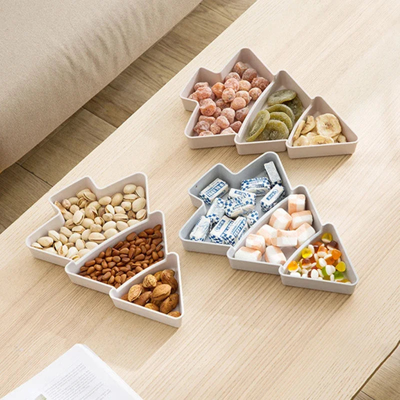 Creative Christmas Tree Shaped Tray Candy Snack Nuts and Dried Fruits Plastic Tray Bar Table Accessorie Dessert Plates Tableware